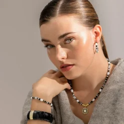 Collar de Plata de Ley 925 y Onix acabado oro 18k - Nanys