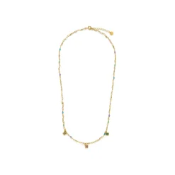 Collar de Plata de Ley 925 y Circonita Multicolor acabado en oro amarillo 18k - Talip