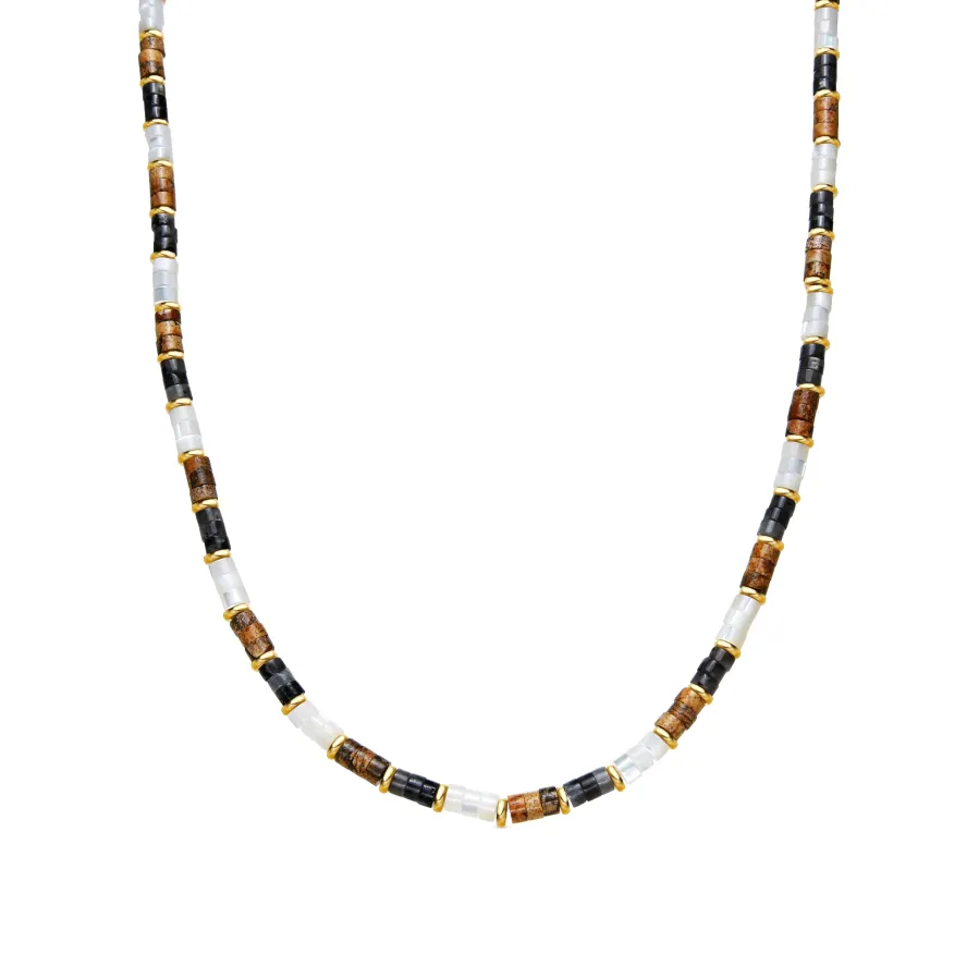 Collar de Plata de Ley 925 y Ojo de Tigre acabado oro amarillo de 18k - Fale