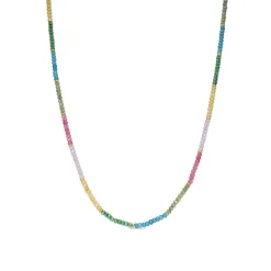 Collar de Plata de Ley 925 y Cristal Multicolor acabado en oro amarillo de 18k - Shusau