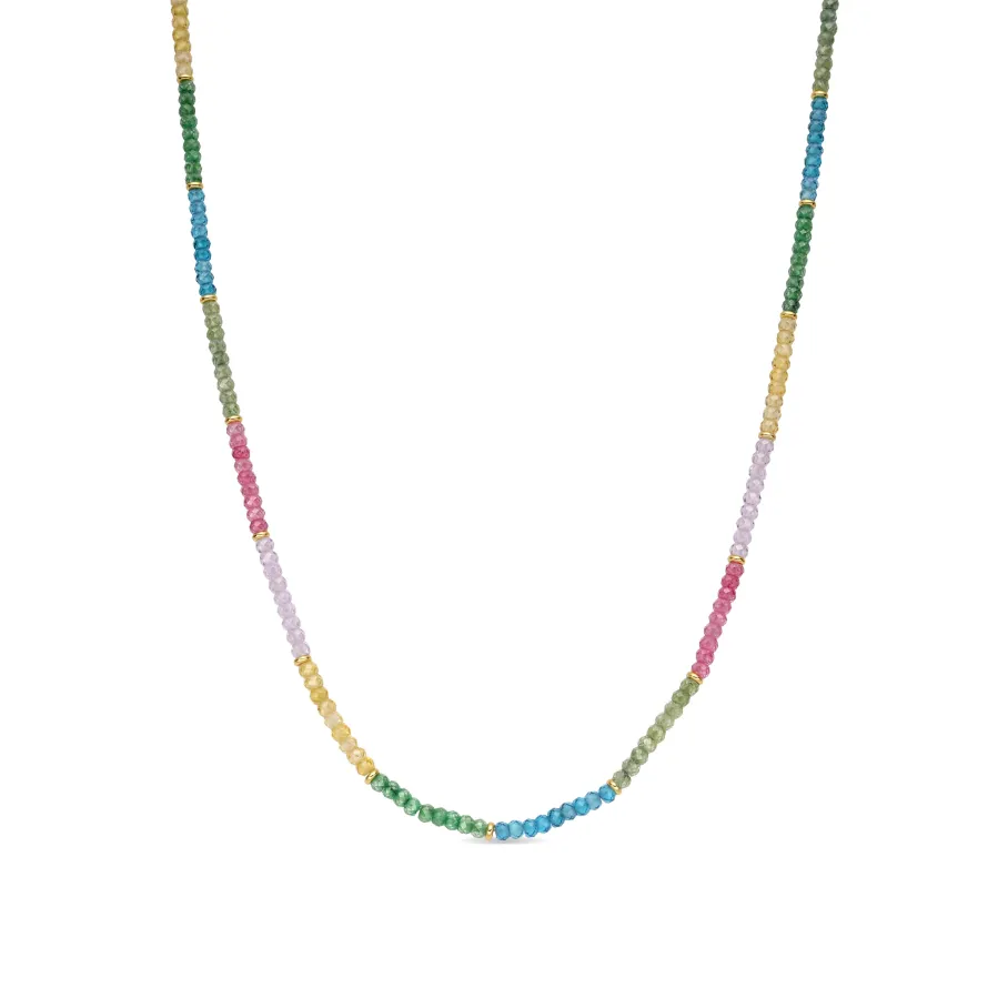 Collar de Plata de Ley 925 y Cristal Multicolor acabado en oro amarillo de 18k - Shusau