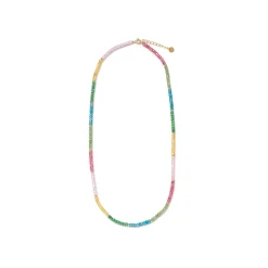 Collar de Plata de Ley 925 y Cristal Multicolor acabado en oro amarillo de 18k - Shusau