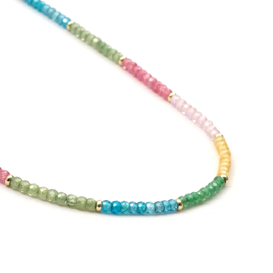 Collar de Plata de Ley 925 y Cristal Multicolor acabado en oro amarillo de 18k - Shusau