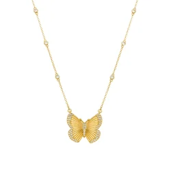 Collar de Plata de Ley 925 y Circonita Brillante acabado oro amarillo de 18k - Bifrea