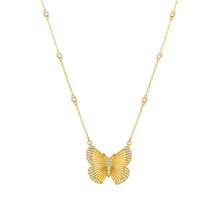 Collar de Plata de Ley 925 y Circonita Brillante acabado oro amarillo de 18k - Bifrea