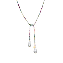 Collar de Plata de Ley 925 y Cristal Multicolor acabado oro amarillo de 18k - Lorex