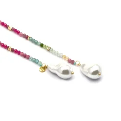 Collar de Plata de Ley 925 y Cristal Multicolor acabado oro amarillo de 18k - Lorex