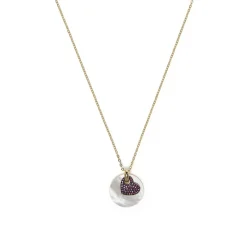 Collar de Plata de Ley 925 y Circonita Rubí acabado en oro amarillo 18k - Heart