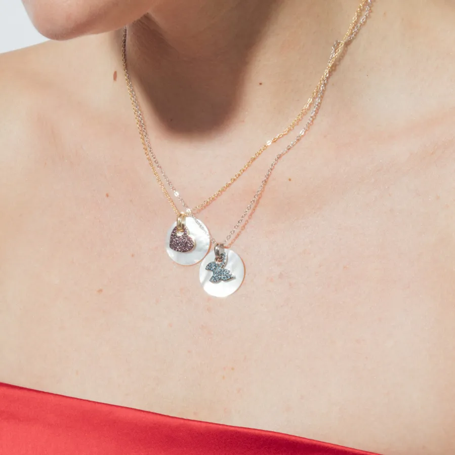Collar de Plata de Ley 925 y Circonita Rubí acabado en oro amarillo 18k - Heart