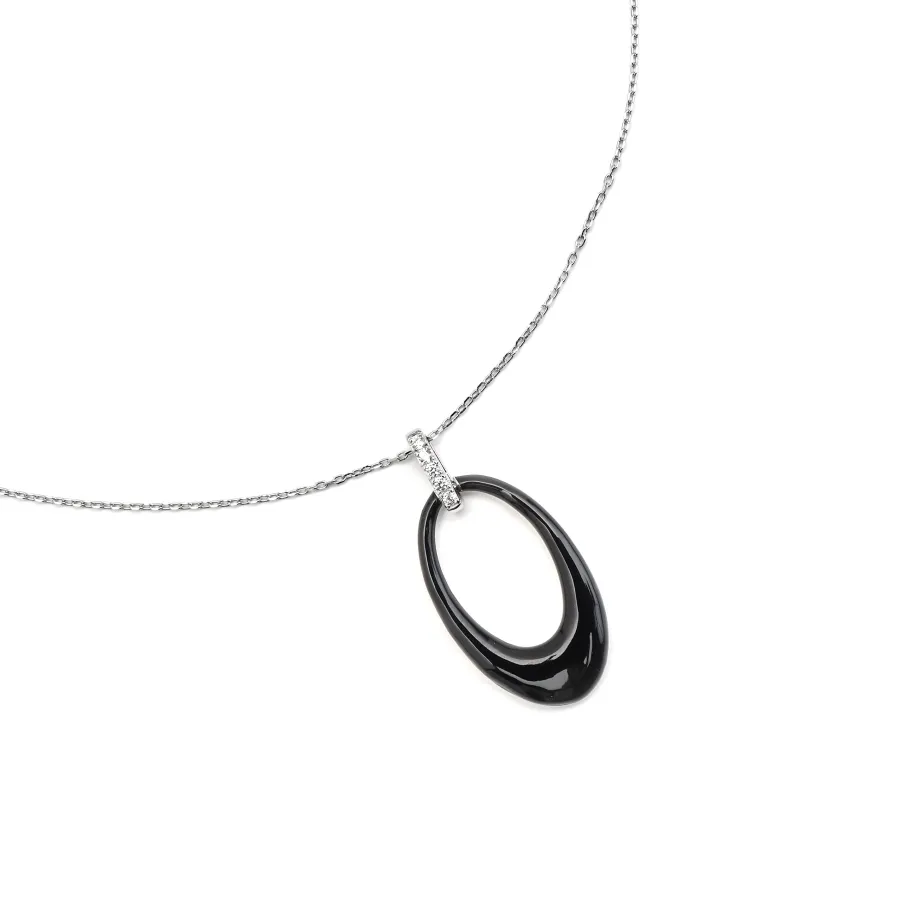 Collar de Plata de Ley 925 y Lacado Negro acabado en rodio - Onves