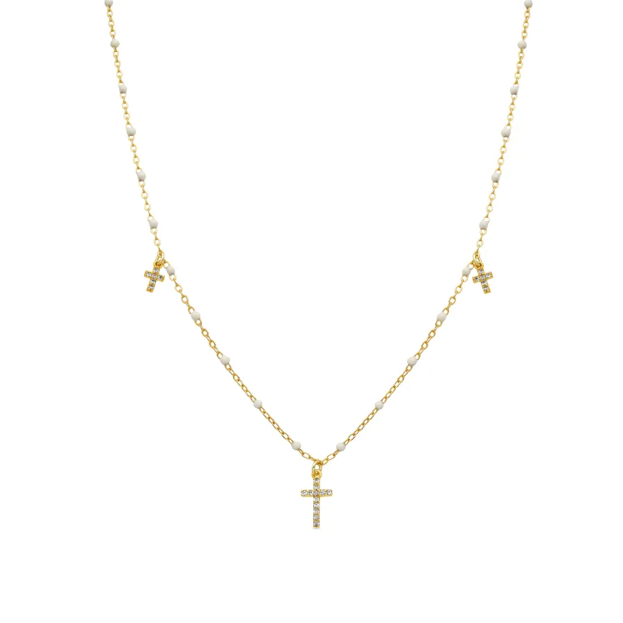 Collar de Plata de Ley 925 y Lacado Blanco acabado oro amarillo de 18k - Haja