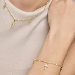 Collar de Plata de Ley 925 y Lacado Blanco acabado oro amarillo de 18k - Haja