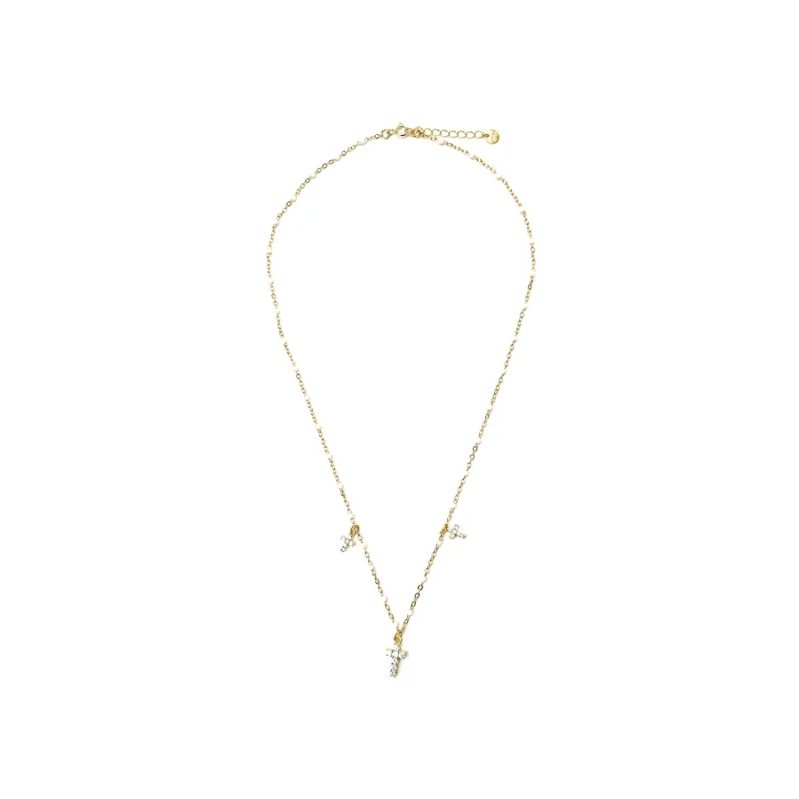 Collar de Plata de Ley 925 y Lacado Blanco acabado oro amarillo de 18k - Haja