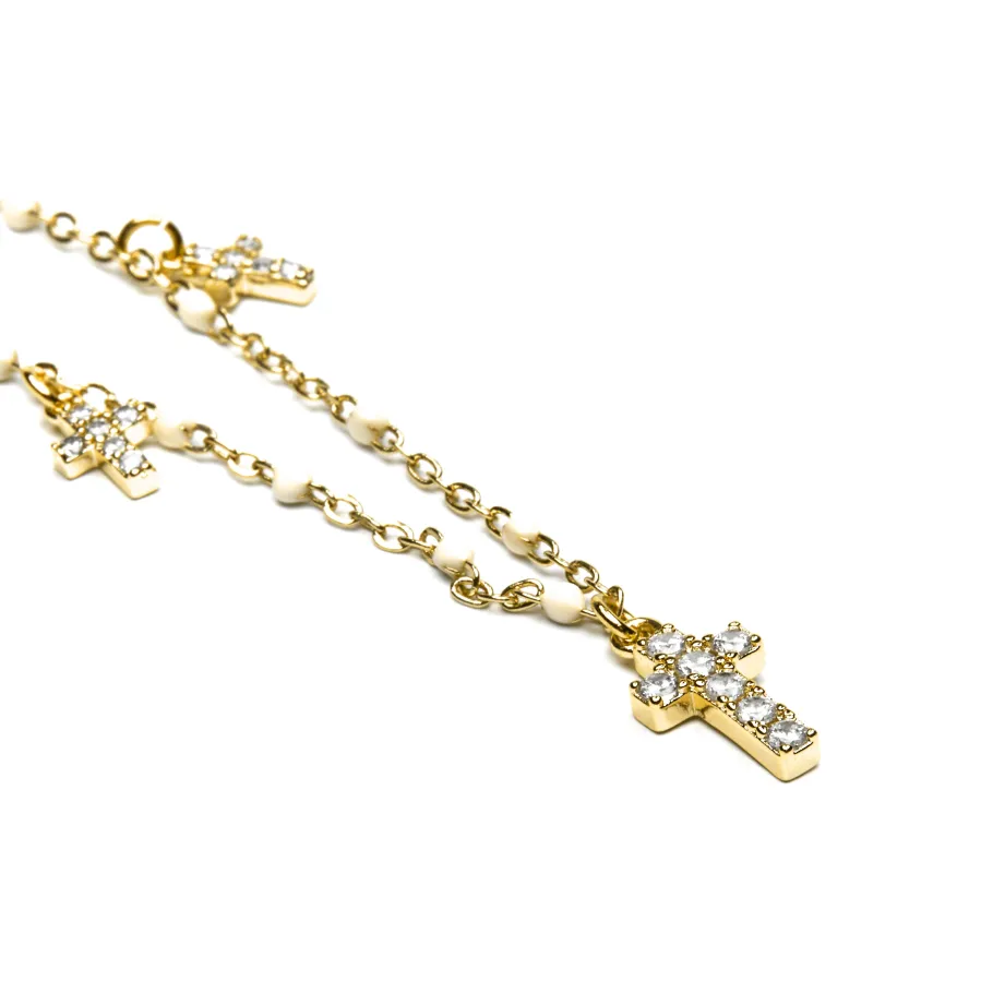 Collar de Plata de Ley 925 y Lacado Blanco acabado oro amarillo de 18k - Haja