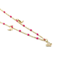 Collar de Plata de Ley 925 y Lacado Rosa acabado oro amarillo de 18k - Zumre