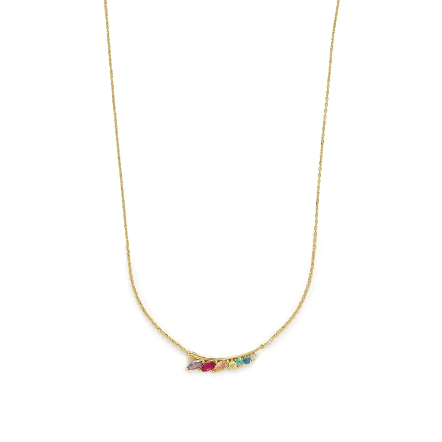 Collar de Plata de Ley 925 y Circonita Multicolor acabado en oro amarillo 18k - Nikon