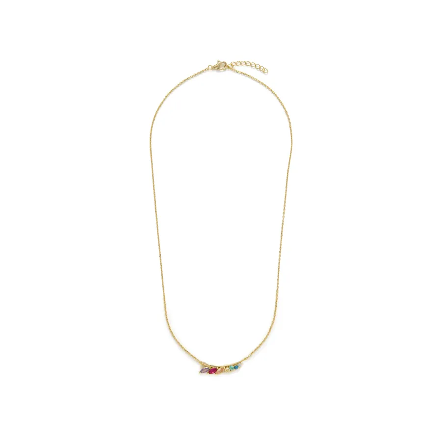 Collar de Plata de Ley 925 y Circonita Multicolor acabado en oro amarillo 18k - Nikon