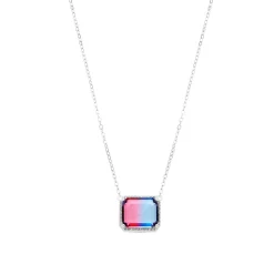 Collar de Plata de Ley 925 y Cuarzo Hidrotermal Azul Degradado acabado rodio - Kakan