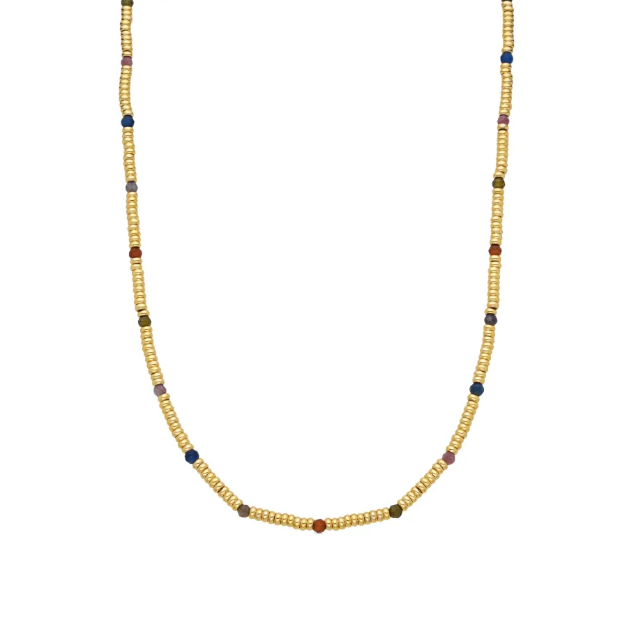 Collar de Plata de Ley 925 y Cristal Multicolor acabado oro 18k - Deli