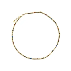 Collar de Plata de Ley 925 y Cristal Multicolor acabado oro 18k - Deli
