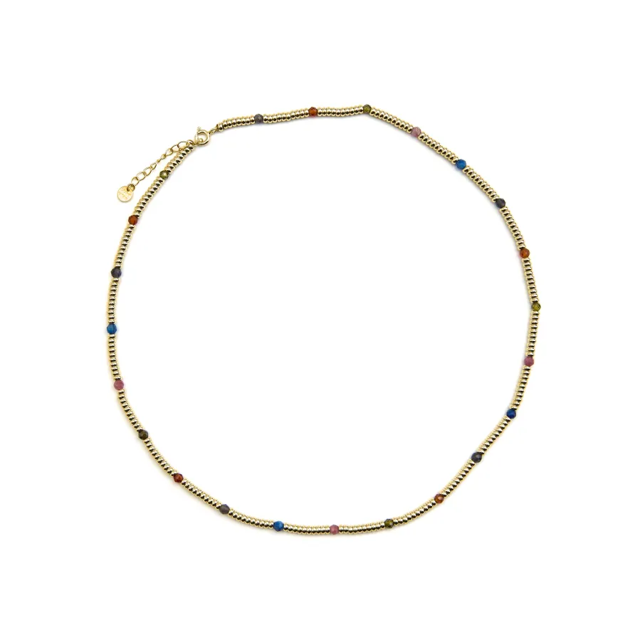 Collar de Plata de Ley 925 y Cristal Multicolor acabado oro 18k - Deli