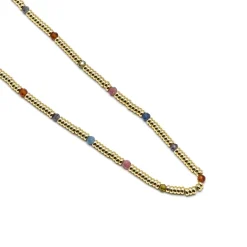Collar de Plata de Ley 925 y Cristal Multicolor acabado oro 18k - Deli