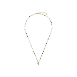 Collar de Plata de Ley 925 y Cristal Multicolor acabado oro amarillo de 18k - Caram