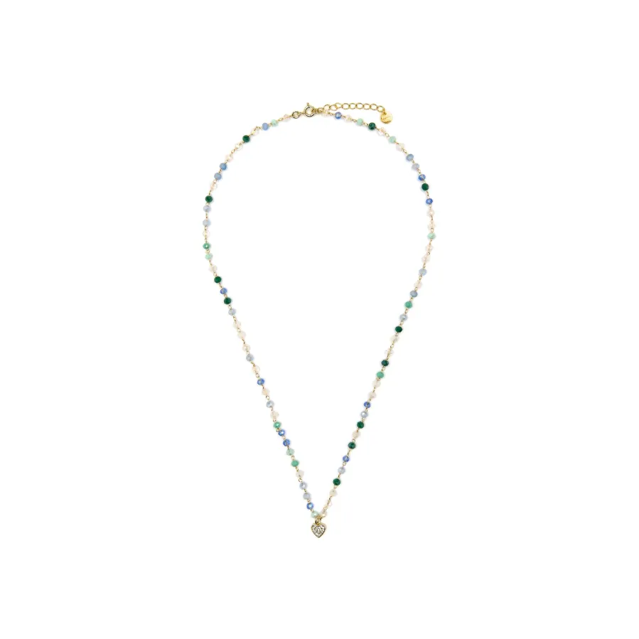 Collar de Plata de Ley 925 y Cristal Multicolor acabado oro amarillo de 18k - Caram