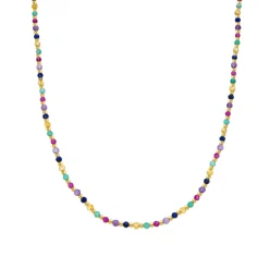 Collar de Plata de Ley 925 y Cristal Multicolor acabado en oro amarillo 18K - Shedi