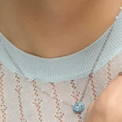 Collar de Plata de Ley 925 y Circonita Aguamarina acabado rodio - Unxo