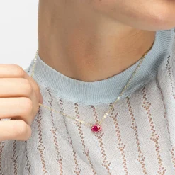 Collar de Plata de Ley 925 y Circonita Aguamarina acabado rodio - Unxo