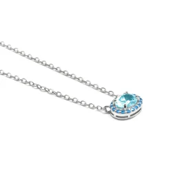 Collar de Plata de Ley 925 y Circonita Aguamarina acabado rodio - Unxo