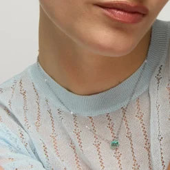 Collar de Plata de Ley 925 y Circonita Aguamarina acabado rodio - Unxo