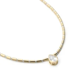Collar de Plata de Ley 925 y Circonita Brillante acabado en oro amarillo de 18k - Gusva