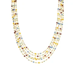 Collar de Plata de Ley 925 y Cristal Multicolor acabado oro amarillo de 18k - Goben
