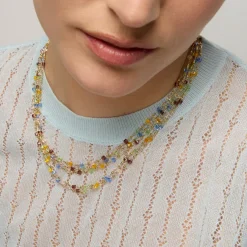Collar de Plata de Ley 925 y Cristal Multicolor acabado oro amarillo de 18k - Goben