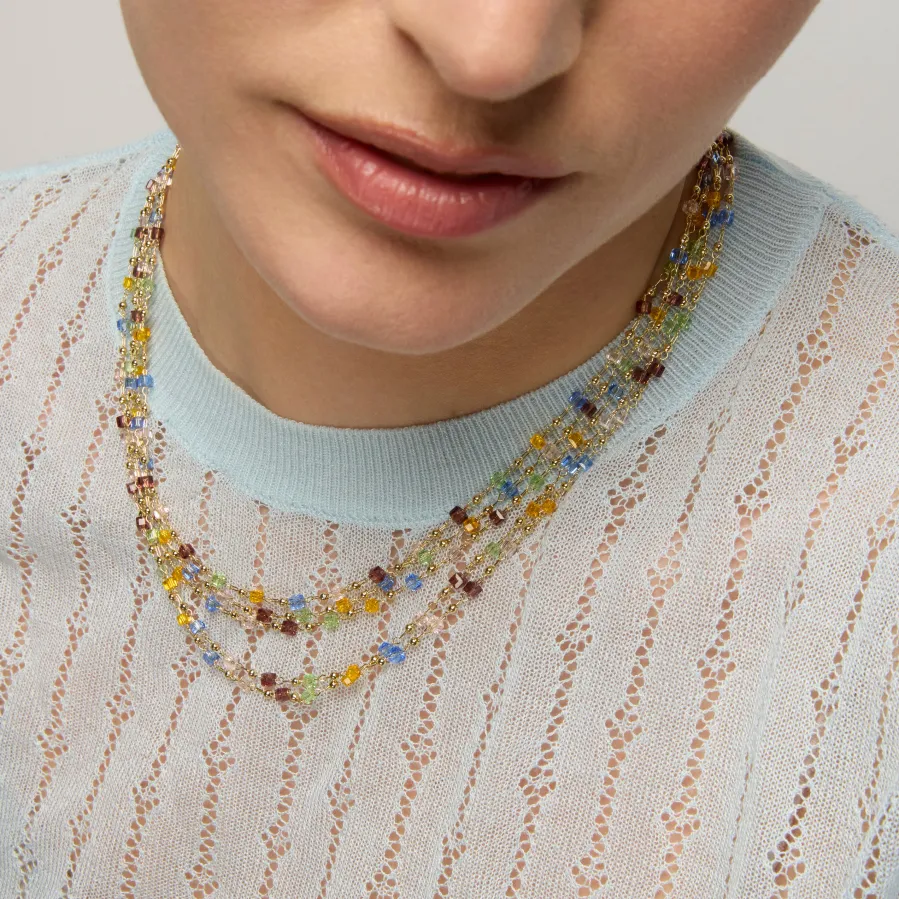 Collar de Plata de Ley 925 y Cristal Multicolor acabado oro amarillo de 18k - Goben