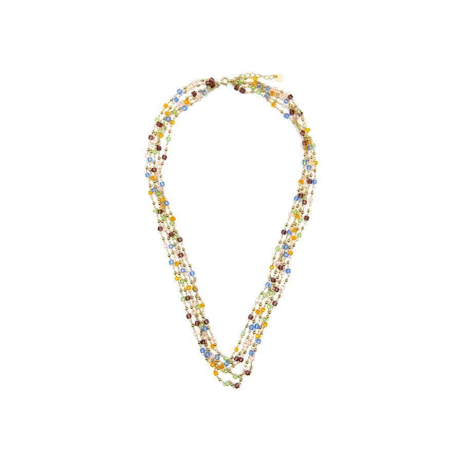 Collar de Plata de Ley 925 y Cristal Multicolor acabado oro amarillo de 18k - Goben
