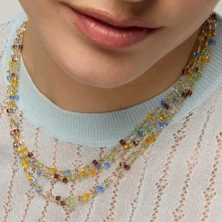 Collar de Plata de Ley 925 y Cristal Multicolor acabado oro amarillo de 18k - Goben