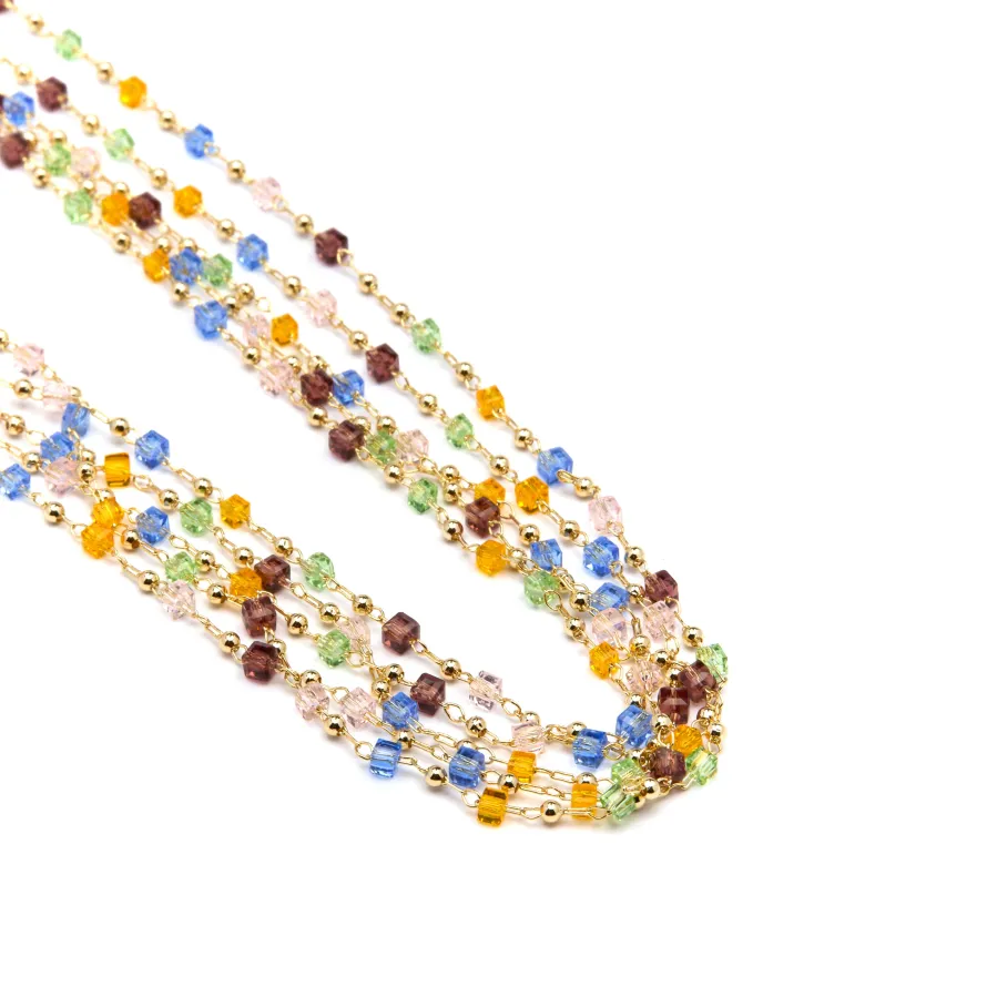 Collar de Plata de Ley 925 y Cristal Multicolor acabado oro amarillo de 18k - Goben