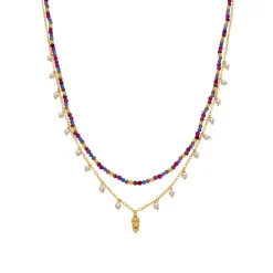 Collar de Plata de Ley 925 y Cristal Multicolor acabado oro 18k - Niarz