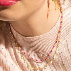 Collar de Plata de Ley 925 y Cristal Multicolor acabado oro 18k - Niarz