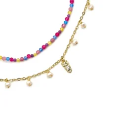 Collar de Plata de Ley 925 y Cristal Multicolor acabado oro 18k - Niarz