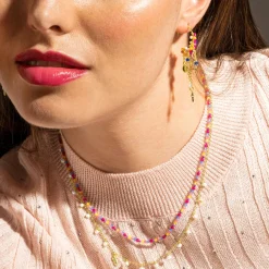Collar de Plata de Ley 925 y Cristal Multicolor acabado oro 18k - Niarz