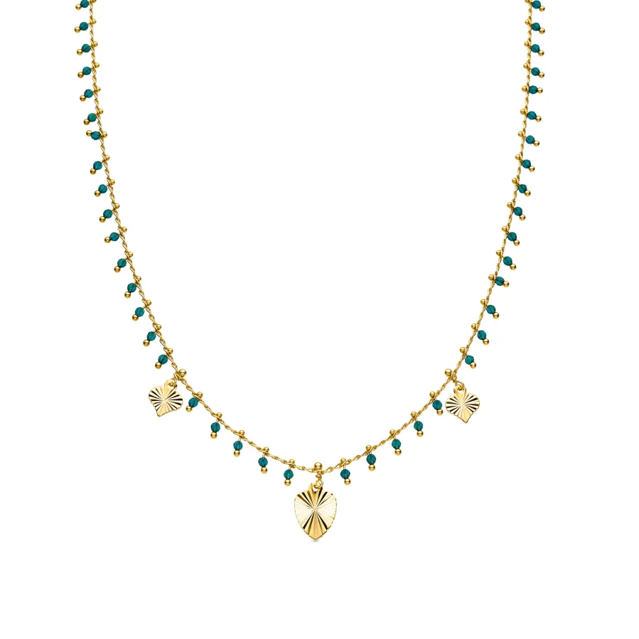 Collar de Plata de Ley 925 y Cristal Verde acabado oro amarillo de 18k - Dadrec