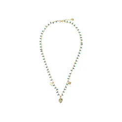 Collar de Plata de Ley 925 y Cristal Verde acabado oro amarillo de 18k - Dadrec