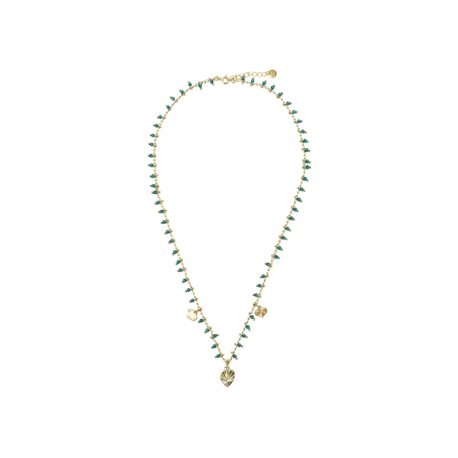 Collar de Plata de Ley 925 y Cristal Verde acabado oro amarillo de 18k - Dadrec