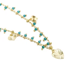 Collar de Plata de Ley 925 y Cristal Verde acabado oro amarillo de 18k - Dadrec