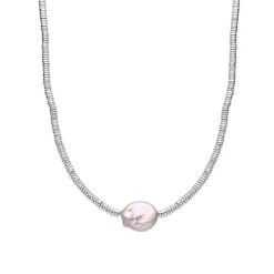 Collar de Plata de Ley 925 y Perla Blanca acabado rodio - Siever