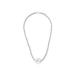Collar de Plata de Ley 925 y Perla Blanca acabado rodio - Siever